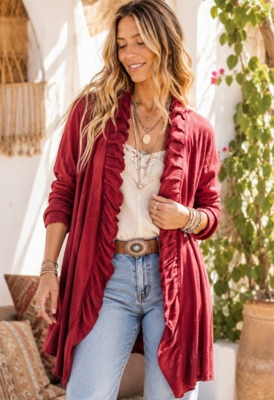 Chico's 2 princess pleat jacket cardigan large bohemian travelers preppy western